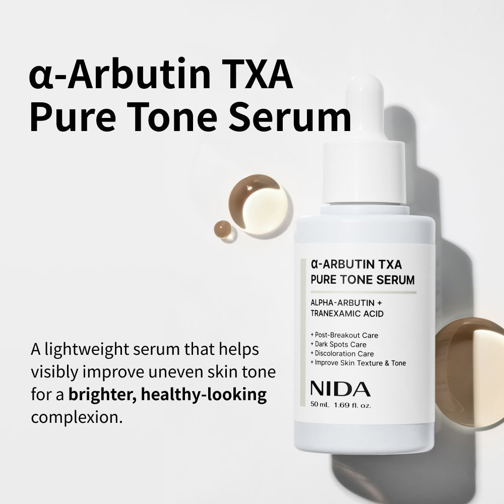 NIDA Alpha-Arbutin TXA Pure Tone Brightening Serum featuring Niacinamide