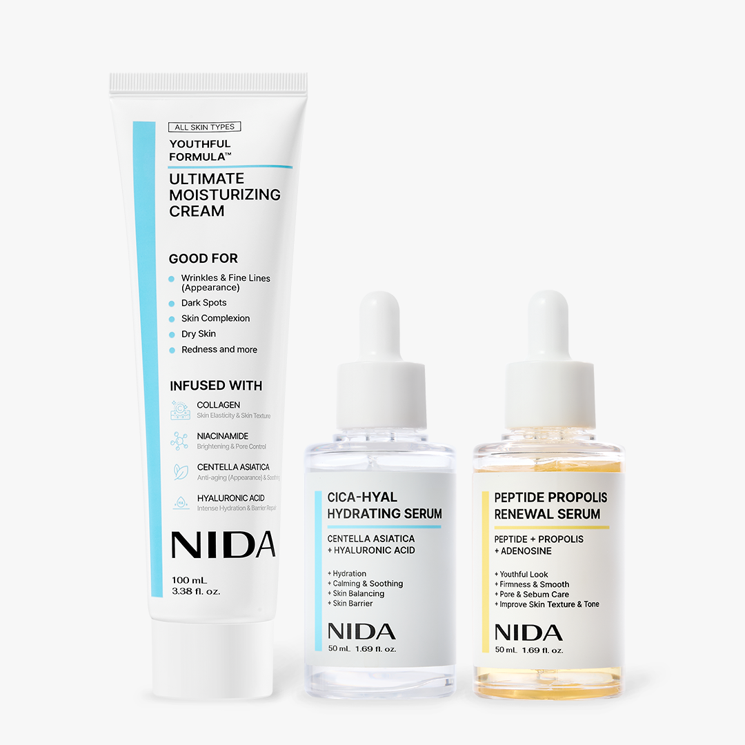 NIDA Glass Skin Hydration Bundle featuring Collagen, Hyaluronic Acid, Peptide