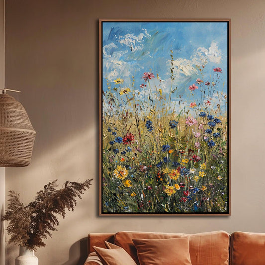 Spring Wildflowers Field Framed Wall Art