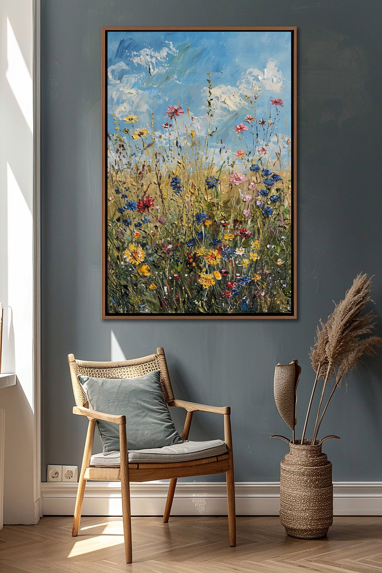 Spring Wildflowers Field Framed Wall Art