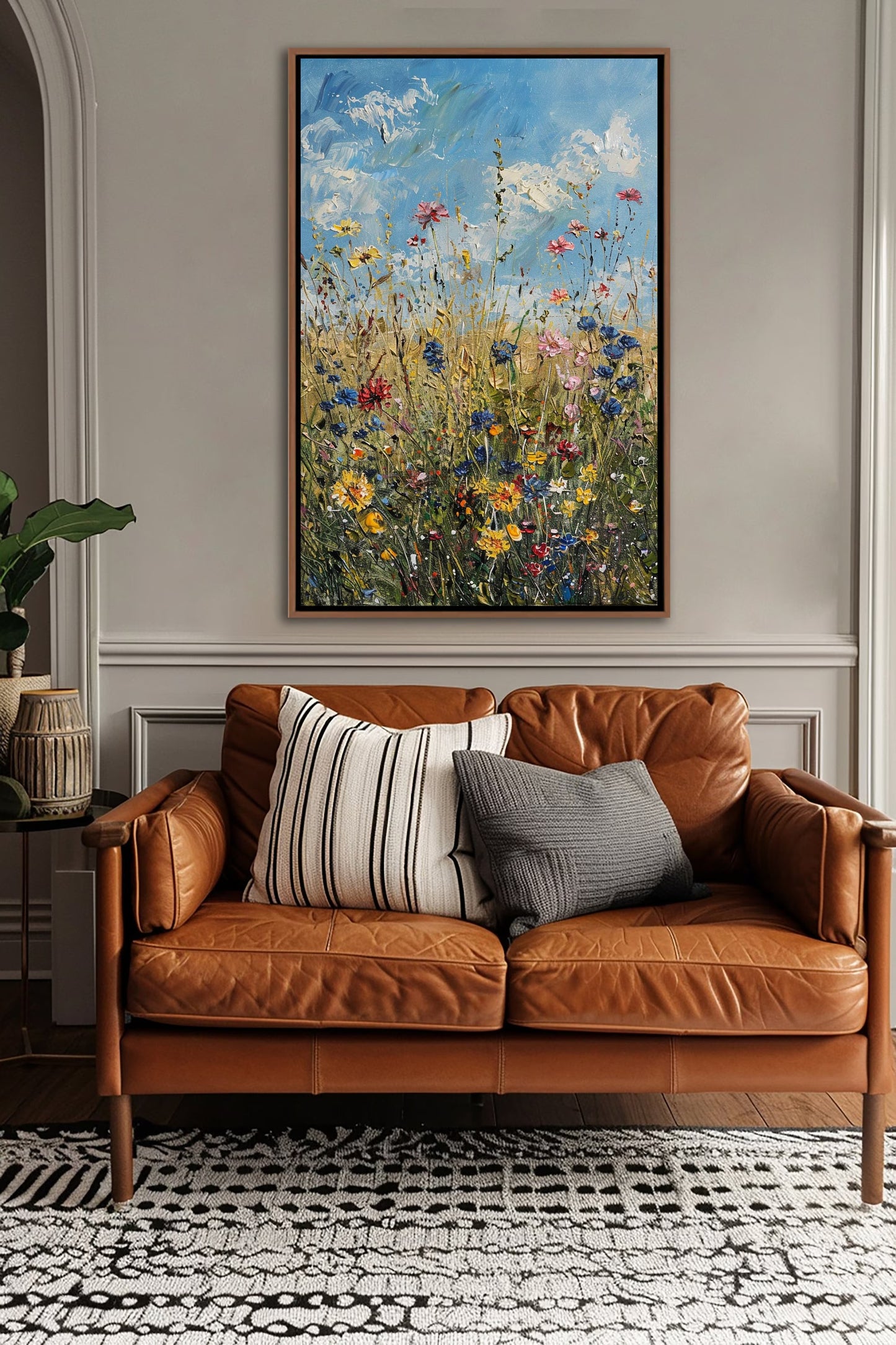 Spring Wildflowers Field Framed Wall Art