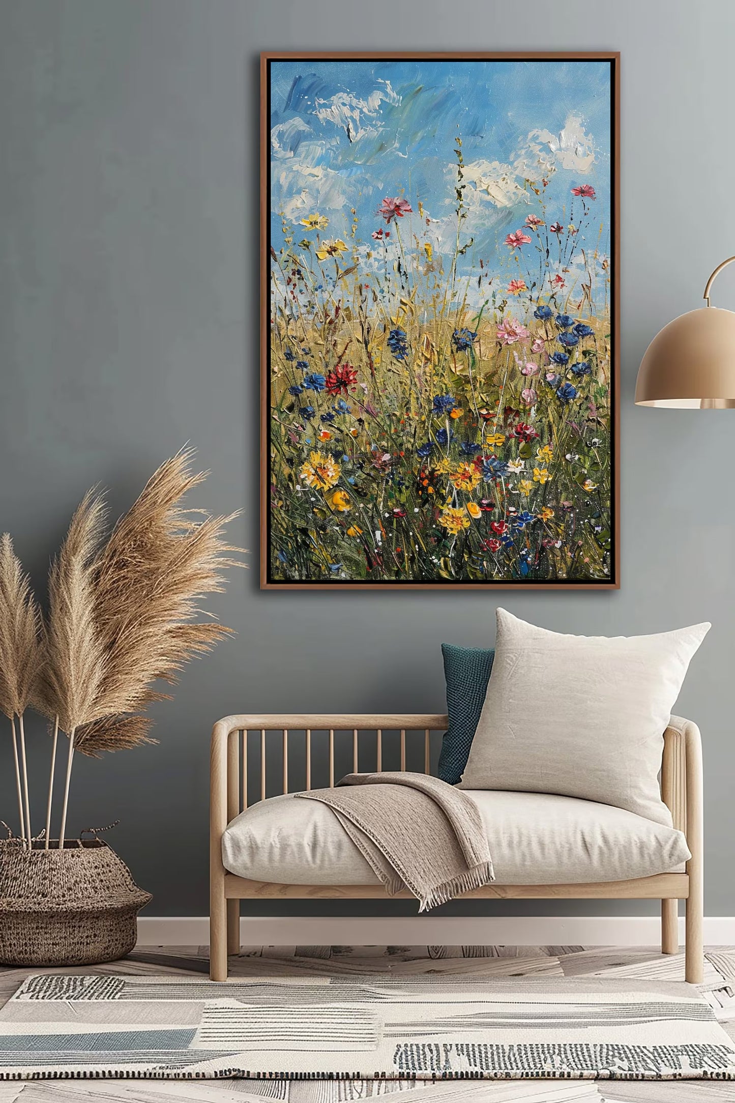 Spring Wildflowers Field Framed Wall Art